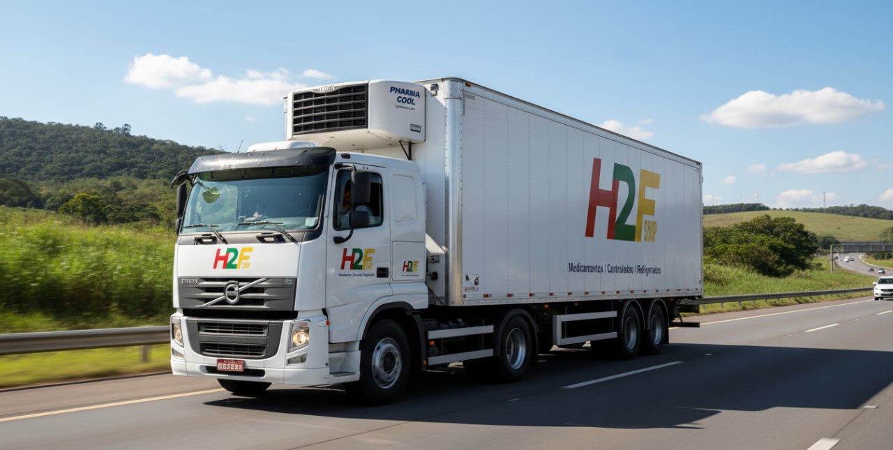 Caminhão H2F especializado em transporte farmacêutico climatizado